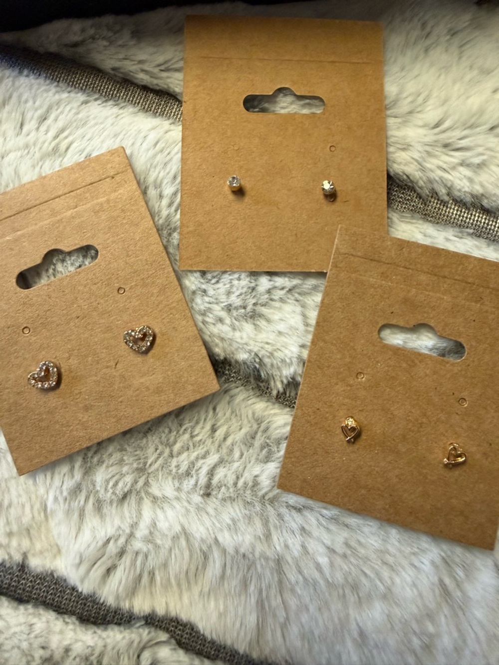 wild fable Gold Tone Heart and Cubic Stud Earring Set - 3 Pairs
